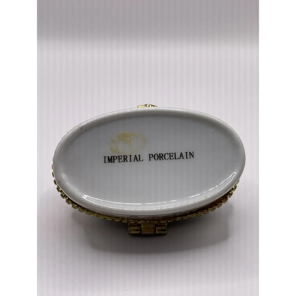 Box Lot of 2 Vintage Porcelain‎ Top Painted Hinged Trinket Pill Boxes Stash Box